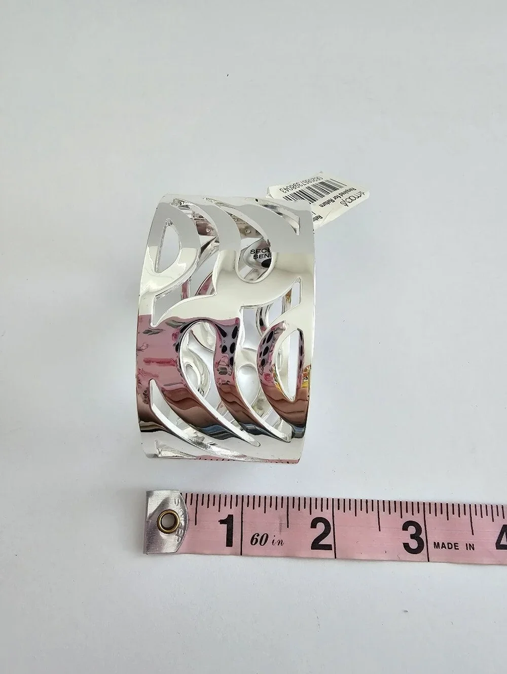 Macy's Silver Tone Wide Cutout Filigree Cuff Bracelet Bold Abstract Statement 2
